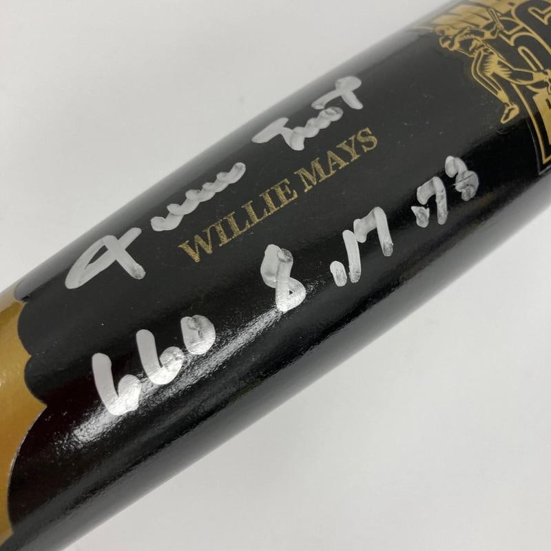 Willie Mays & Barry Bonds 660 Home Runs Signed Inscribed Baseball Bat Mays COA - 8