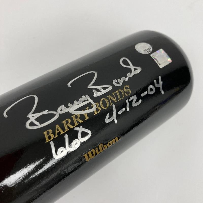 Willie Mays & Barry Bonds 660 Home Runs Signed Inscribed Baseball Bat Mays COA - 9