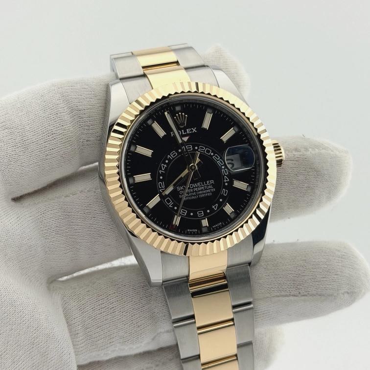 Rolex Sky Dweller 326933 42mm Black Dial 18k Yellow Gold Steel Box Paper - 11