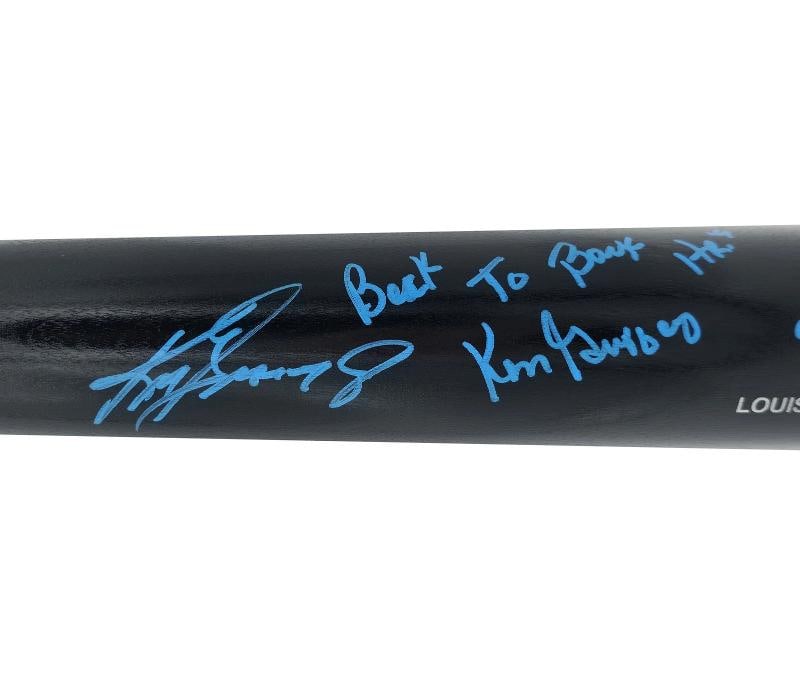 Ken Griffey Jr. & Sr Auto Black L Slugger Pro Stock Bat Mariners Back To Back HR - 3