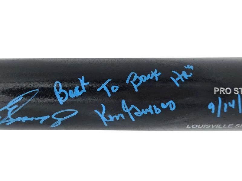 Ken Griffey Jr. & Sr Auto Black L Slugger Pro Stock Bat Mariners Back To Back HR - 4