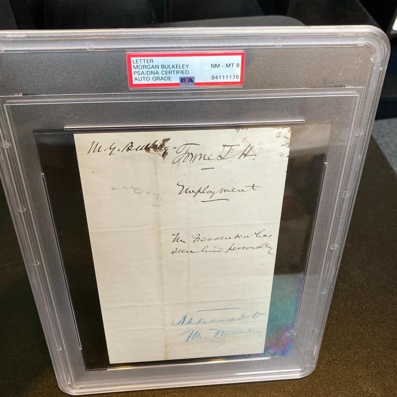 Morgan Bulkeley Twice Signed 1884 Handwritten Letter PSA DNA 8 Hall Of Fame Auto - 3