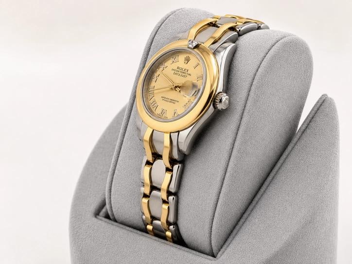 Rolex Datejust Pearlmaster 69329 29mm Champagne Roman Dial 18k Double Gold Box - 3