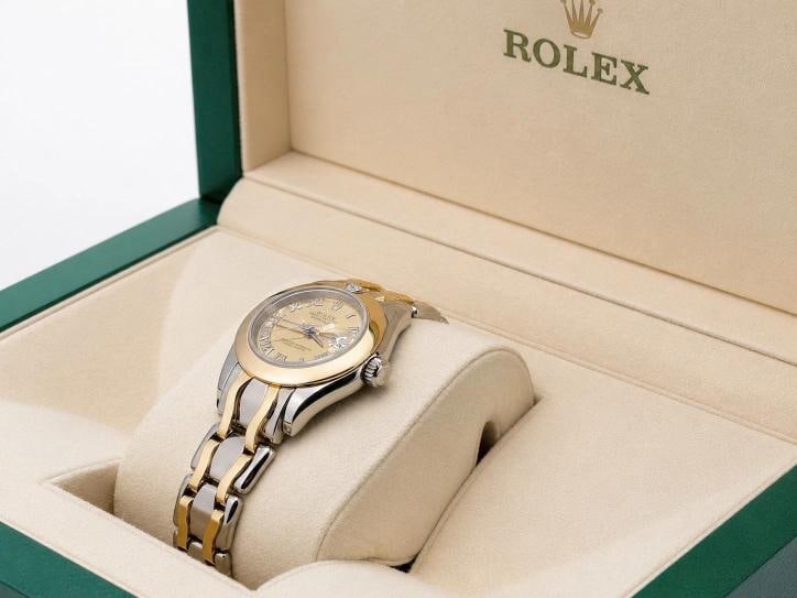 Rolex Datejust Pearlmaster 69329 29mm Champagne Roman Dial 18k Double Gold Box - 4
