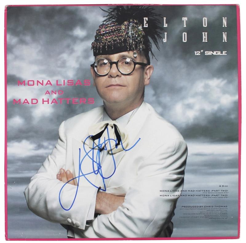 Elton John Signed Mona Lisas And Mad Hatters Album Cover W/ Vinyl (Beckett) - 2
