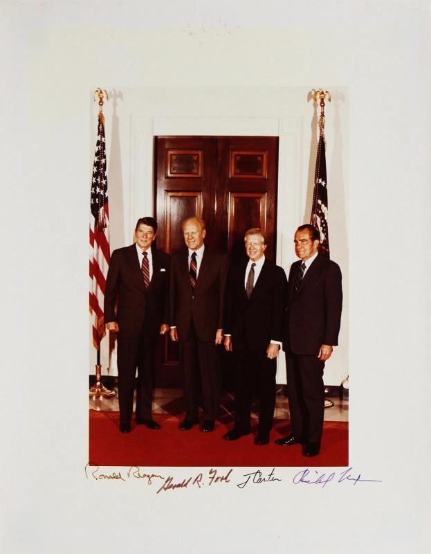 US Presidents (4) Reagan, Ford, Carter & Nixon Signed 11x14 Photo (Beckett) (1 of 3)