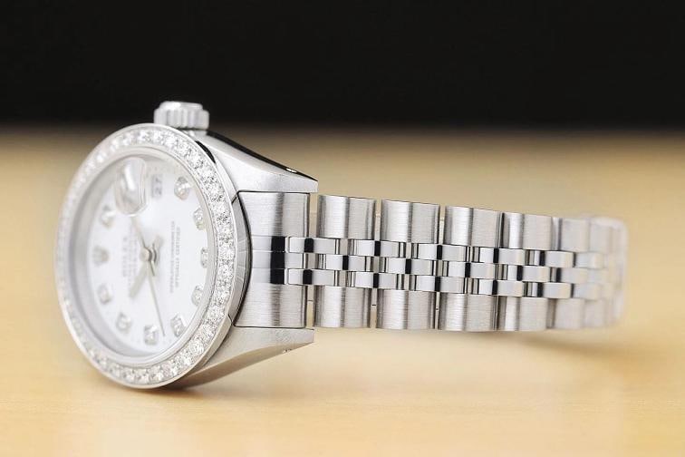 ROLEX LADIES DATEJUST 69174 WHITE DIAL 18K WHITE GOLD STEEL DIAMOND WATCH - 4