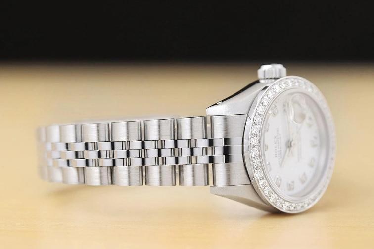 ROLEX LADIES DATEJUST 69174 WHITE DIAL 18K WHITE GOLD STEEL DIAMOND WATCH - 7