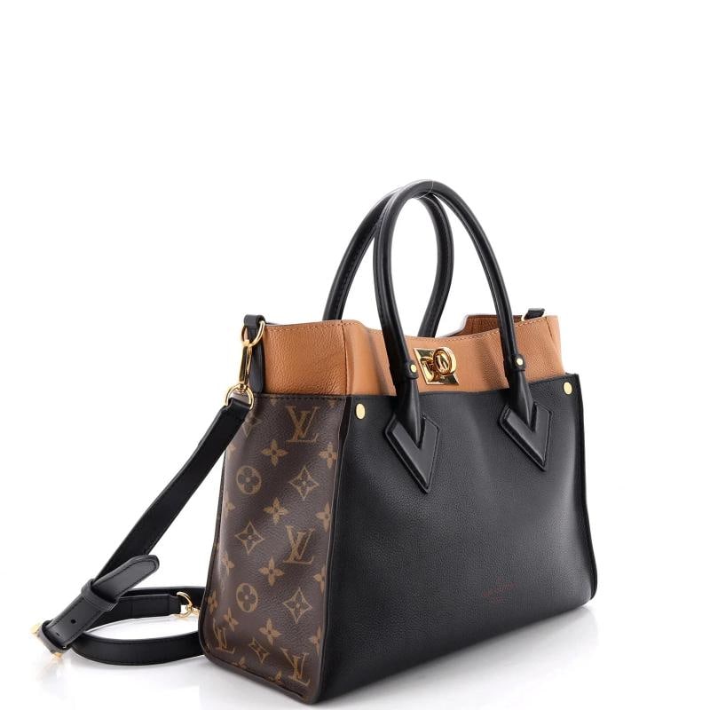 Louis Vuitton On My Side Tote Leather with Monogram Canvas MM - 2