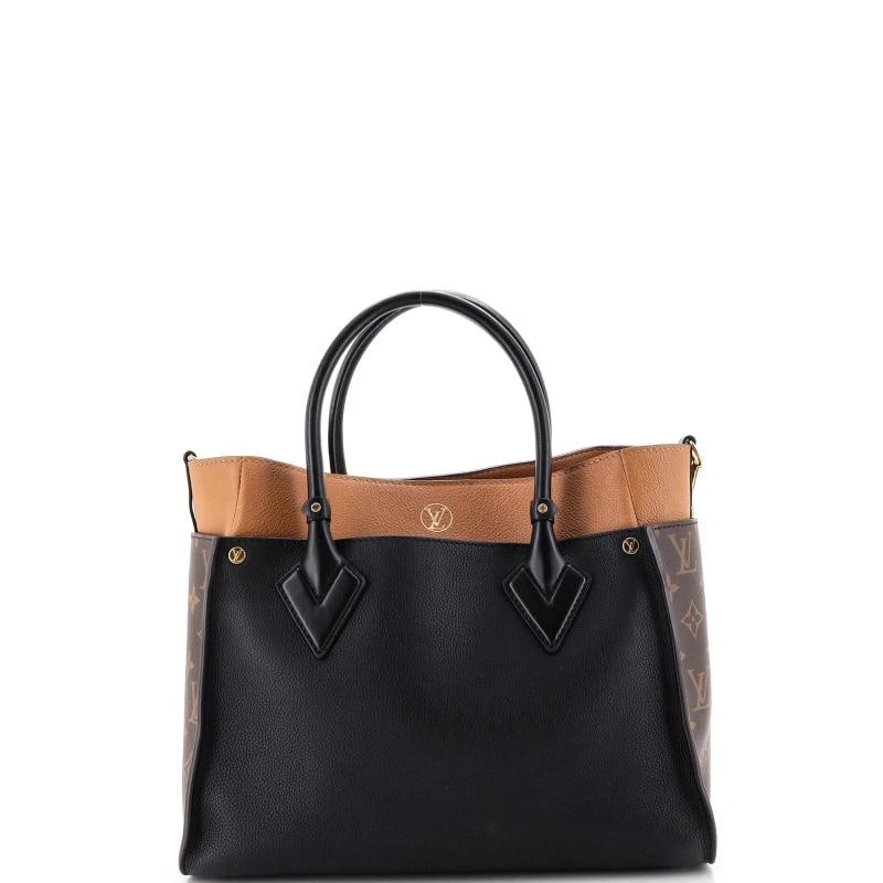 Louis Vuitton On My Side Tote Leather with Monogram Canvas MM - 3