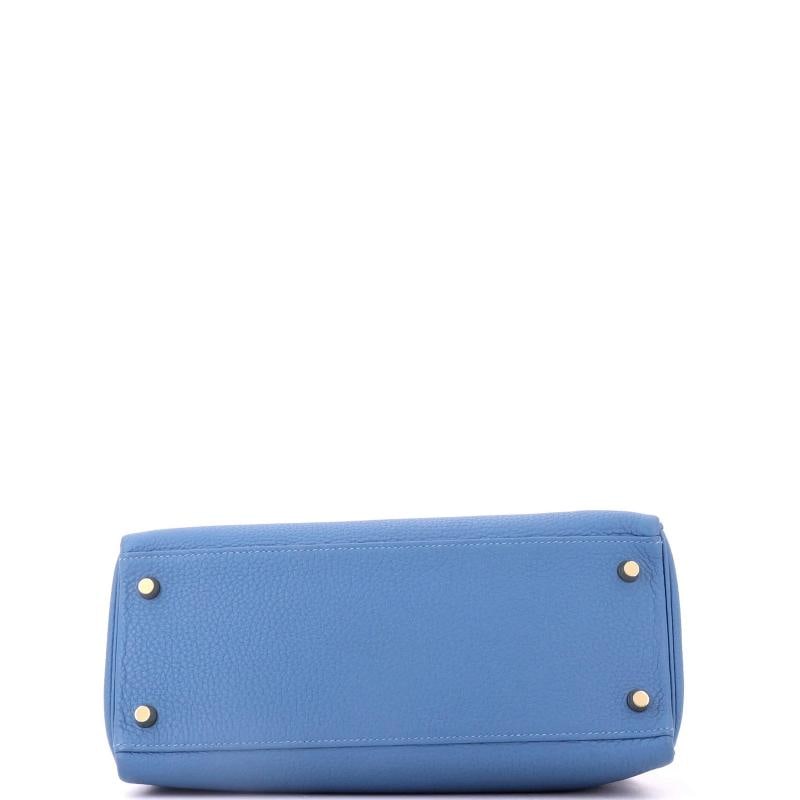 Hermes Kelly Handbag Blue Togo with Gold Hardware 28 - 5