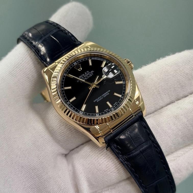 Rolex Datejust 116138 36mm Black Dial 18k Yellow Gold Box Paper - 2