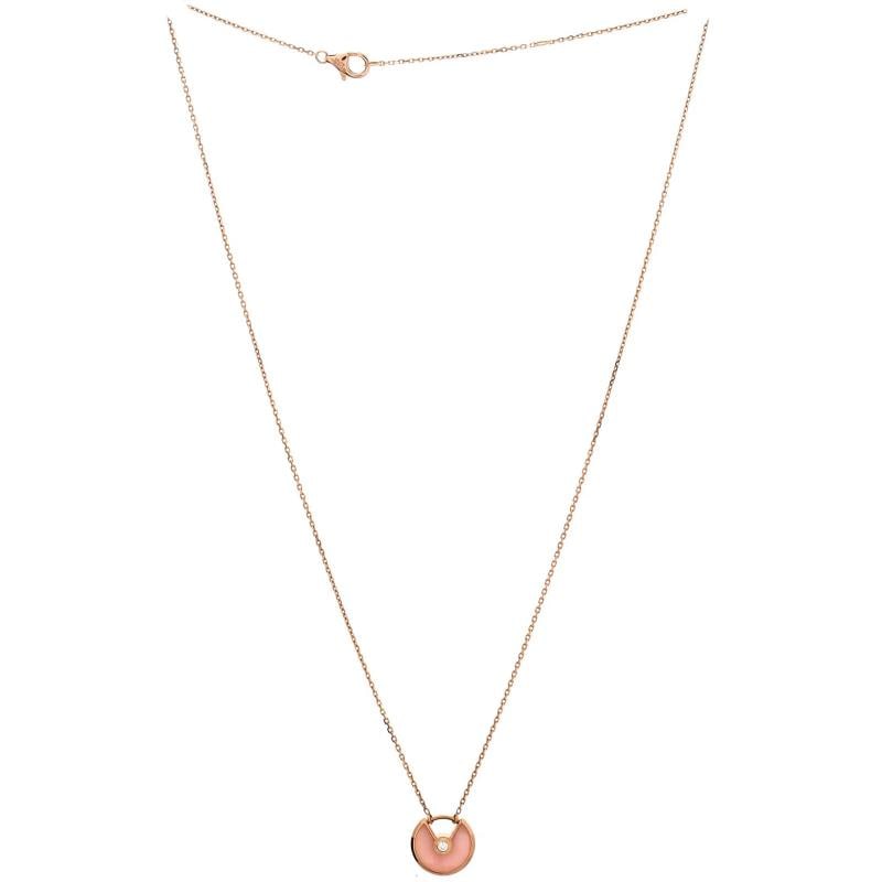 Cartier Amulette de Cartier Pendant Necklace 18K Rose Gold with Pink Opal - 2