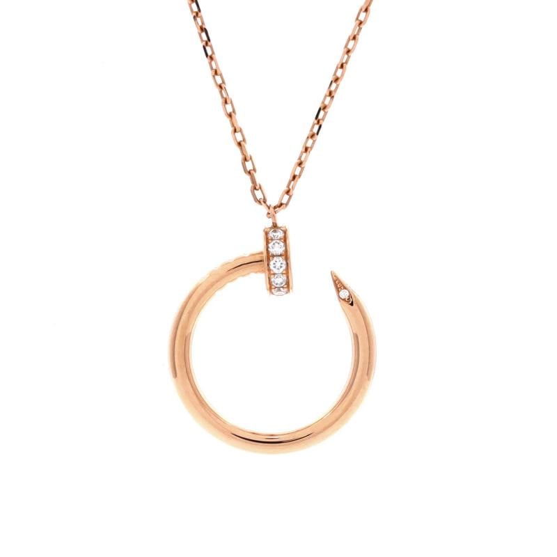 Cartier Juste un Clou Pendant Necklace 18K Rose Gold with Diamonds: Measurements: Length: 16.0 - 16.75 ", Pendant Length: 22.70 mm, Pendant Width: 18.30 mm . Condition: Pre-owned - Good,Brand: Cartier,Main Stone: Diamond,Metal: 18K Rose Gold,Metal Purity: 18K,Style: P