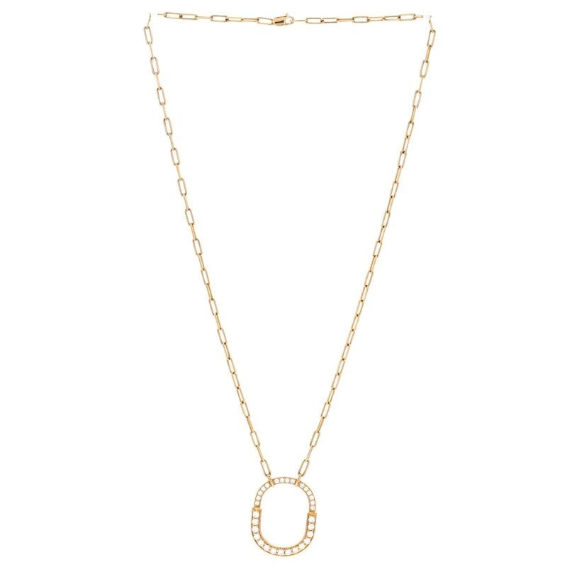 Tiffany & Co. Lock Motif Pendant Necklace 18K Yellow Gold and Pave Diamonds - 2