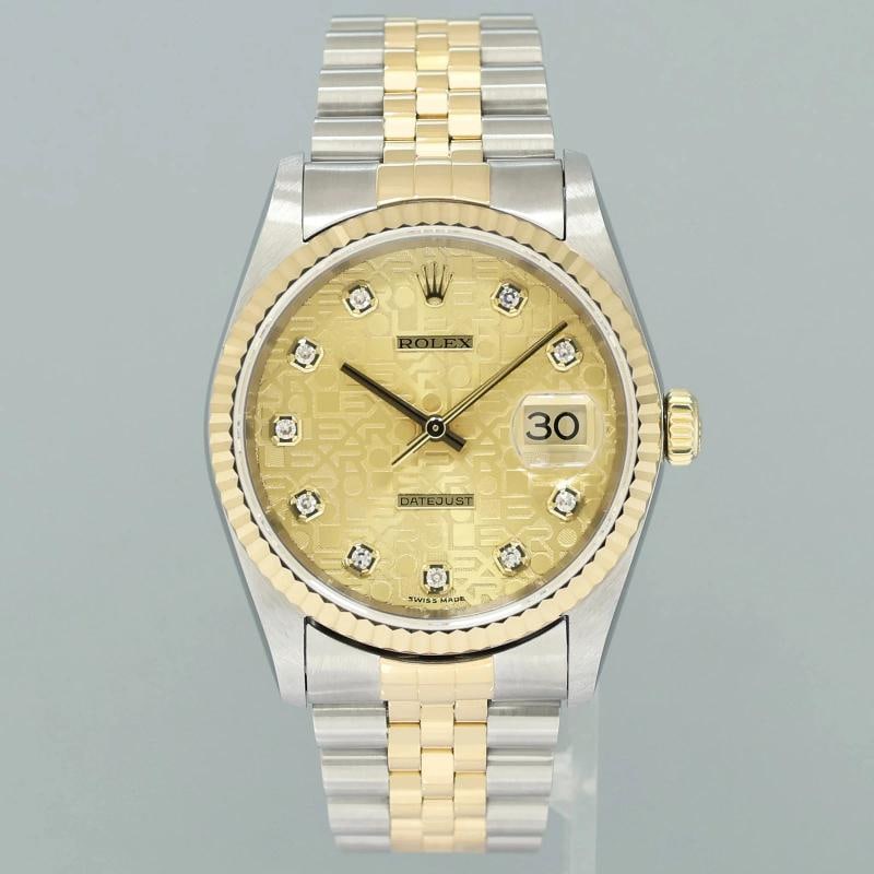 MINT Rolex DateJust 16233 Two Tone Yellow Gold Jubilee Diamond Anniversary Dial - 2
