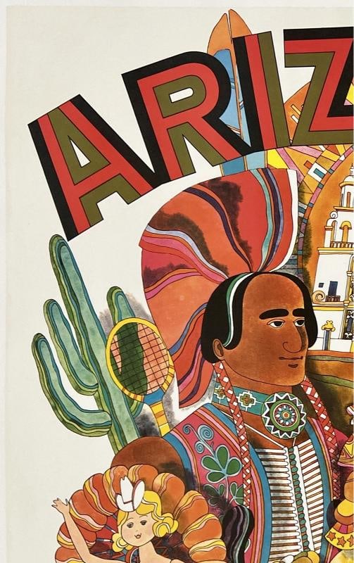 Original Vintage Poster ARIZONA FLY TWA Airline Travel Tourism David Klein LINEN - 2