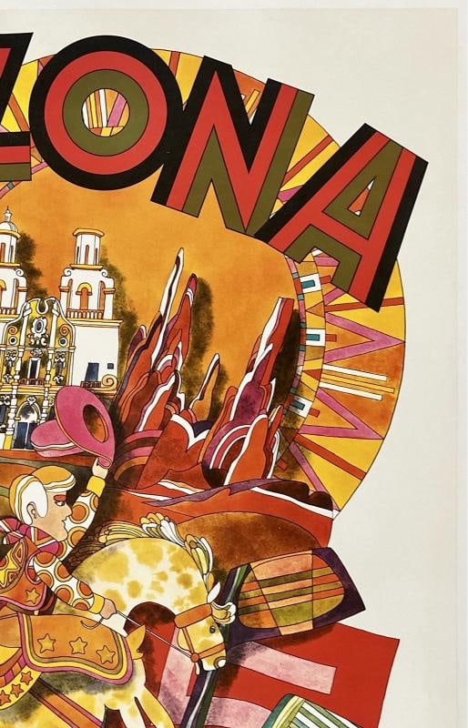 Original Vintage Poster ARIZONA FLY TWA Airline Travel Tourism David Klein LINEN - 3