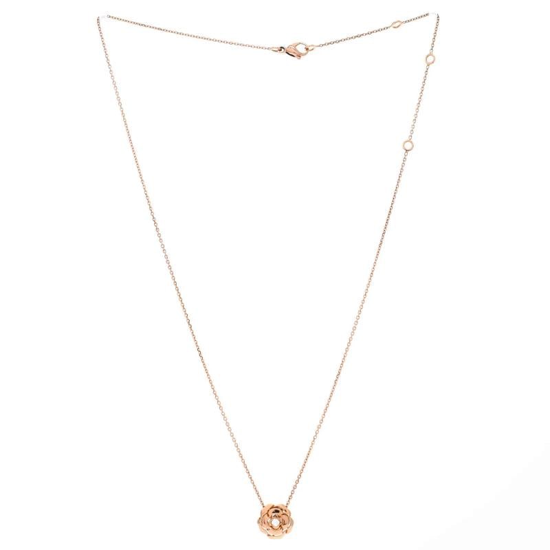 Chanel Extrait de Camellia Pendant Necklace 18K Rose Gold with Diamond - 2