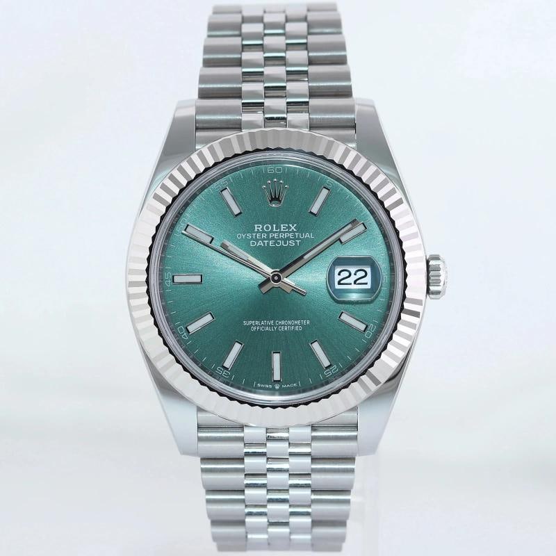 2024 NEW PAPERS Rolex 126334 DateJust 41 Mint Green Jubilee Fluted Watch Box - 2