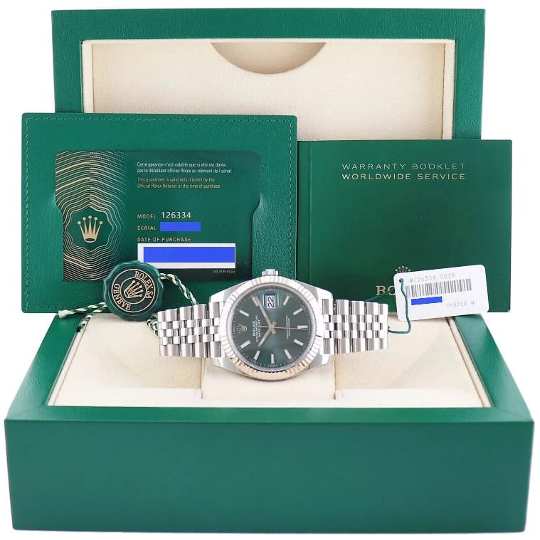 2024 NEW PAPERS Rolex 126334 DateJust 41 Mint Green Jubilee Fluted Watch Box - 8