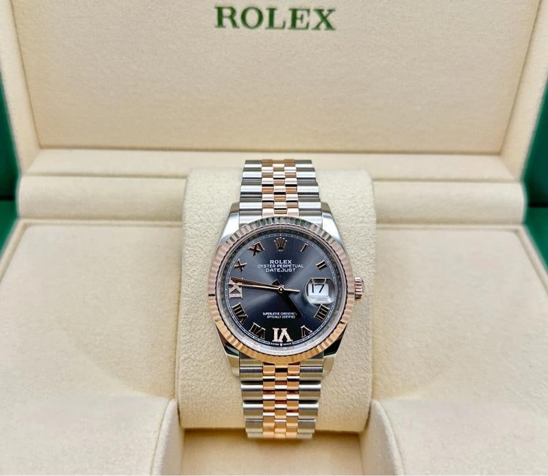 2024 Rolex Datejust 36 126231 Slate Roman Diamond 18k Rose Gold Steel Box Paper - 2