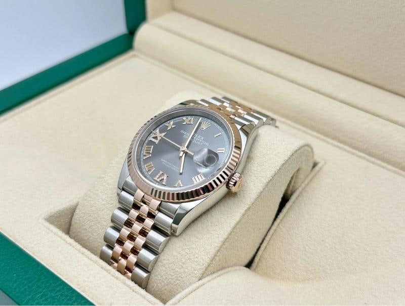 2024 Rolex Datejust 36 126231 Slate Roman Diamond 18k Rose Gold Steel Box Paper - 3