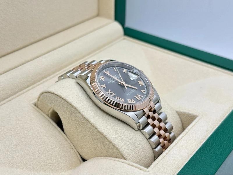 2024 Rolex Datejust 36 126231 Slate Roman Diamond 18k Rose Gold Steel Box Paper - 5