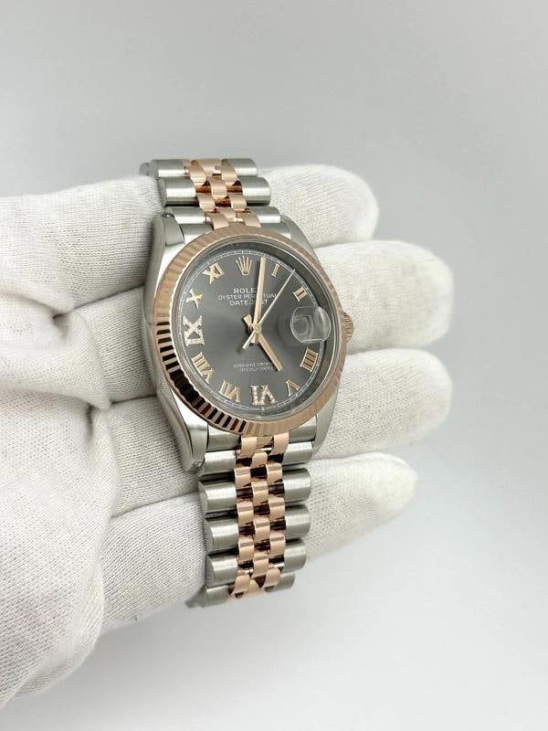 2024 Rolex Datejust 36 126231 Slate Roman Diamond 18k Rose Gold Steel Box Paper - 7