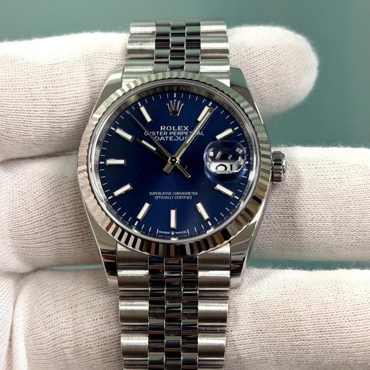 2025 Rolex Datejust 36 126234 36mm Blue Dial 18k Gold Steel Jubilee Box Papers - 2