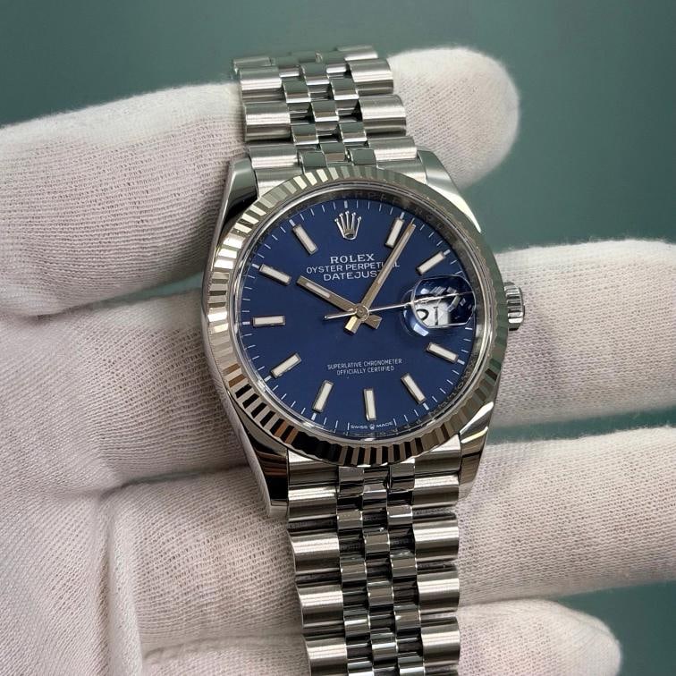 2025 Rolex Datejust 36 126234 36mm Blue Dial 18k Gold Steel Jubilee Box Papers - 3