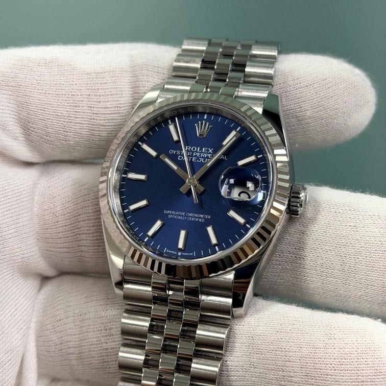 2025 Rolex Datejust 36 126234 36mm Blue Dial 18k Gold Steel Jubilee Box Papers - 4