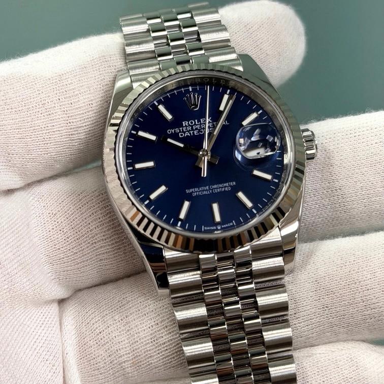 2025 Rolex Datejust 36 126234 36mm Blue Dial 18k Gold Steel Jubilee Box Papers - 5