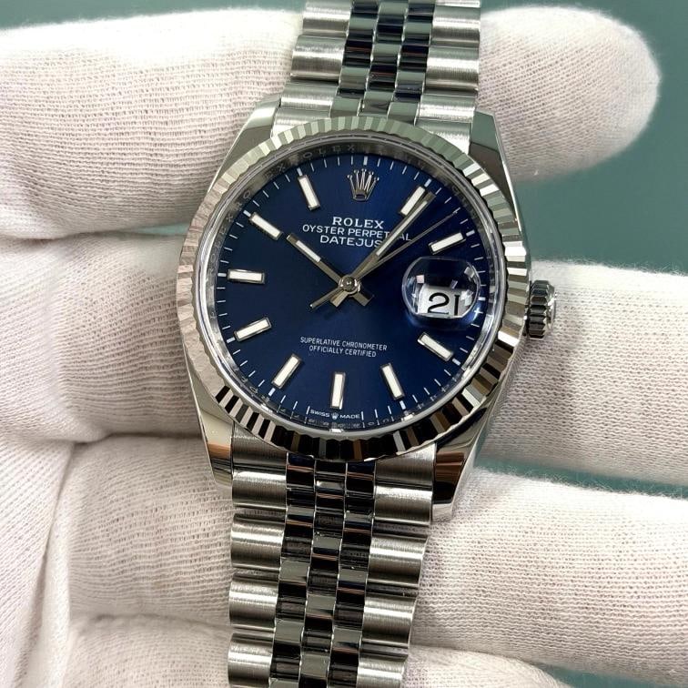 2025 Rolex Datejust 36 126234 36mm Blue Dial 18k Gold Steel Jubilee Box Papers - 6