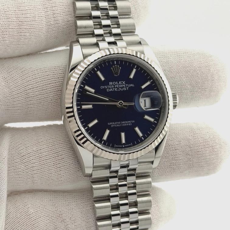 2025 Rolex Datejust 36 126234 36mm Blue Dial 18k Gold Steel Jubilee Box Papers - 7