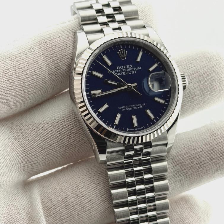 2025 Rolex Datejust 36 126234 36mm Blue Dial 18k Gold Steel Jubilee Box Papers - 8