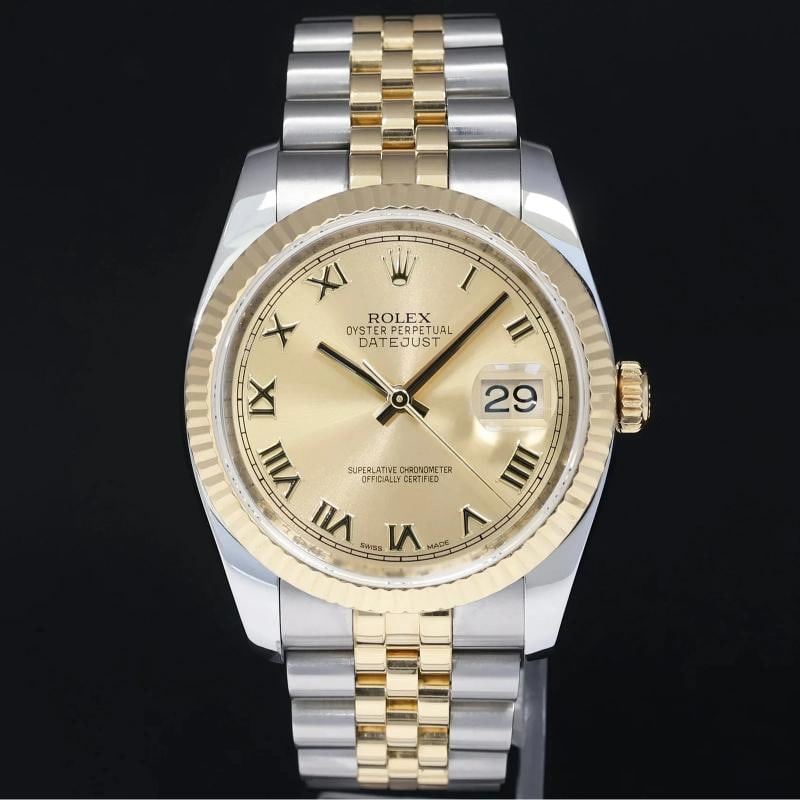 PAPERS 2017 MINT Rolex 116233 DateJust Jubilee Two Tone Gold Champagne Roman 36 - 2