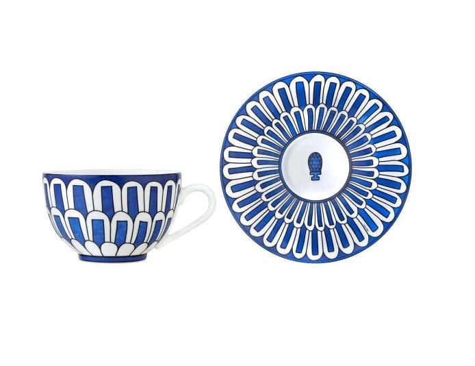 NEW HERMES BLEUS D'AILLEURS PAIR TEACUPS & SAUCERS #P030016P BRAND NIB RARE - 2