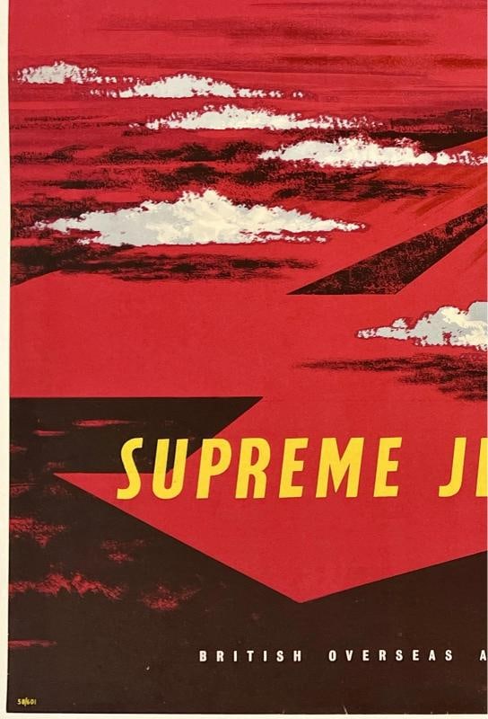 Original Vintage Poster BOAC COMET 4 JETLINER British Air Airline Travel LINEN - 4