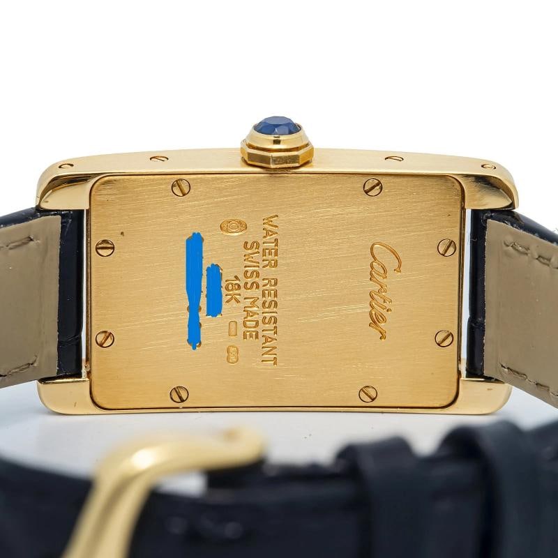 Cartier Tank AmÃƒÂ©ricaine W2601556 Leather Yellow Gold Silver Dial Women 20mm - 2