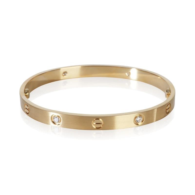 Cartier Yellow Gold Diamond Brushed Finished Love Bracelet - 3