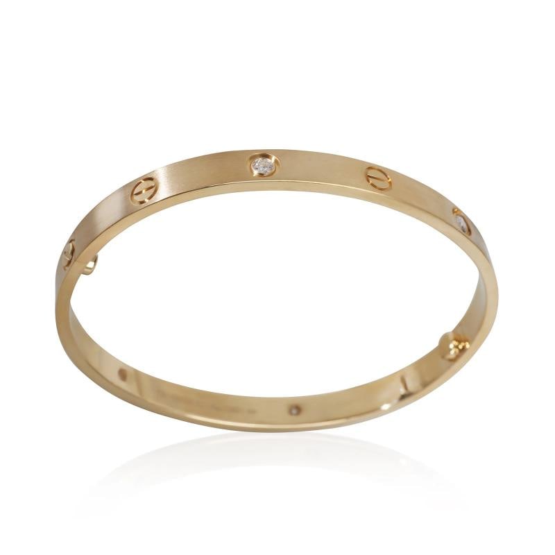 Cartier Yellow Gold Diamond Brushed Finished Love Bracelet - 4