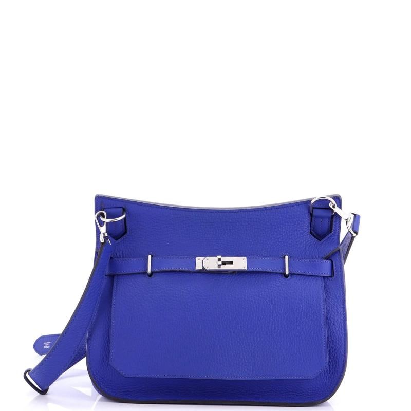 Hermes Jypsiere Bag Clemence 28: Condition: Pre-owned - Good,Brand: Hermes,Exterior Material: Leather,Style: Shoulder Bags,Exterior Color: Blue,Department: Women,Size: 28,Accessories: With Strap