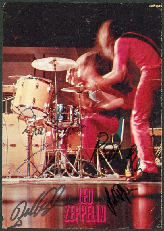 Led Zeppelin (4) Plant, Page, Bonham & Jones Signed Magazine Page JSA #BB43006 (1 of 3)