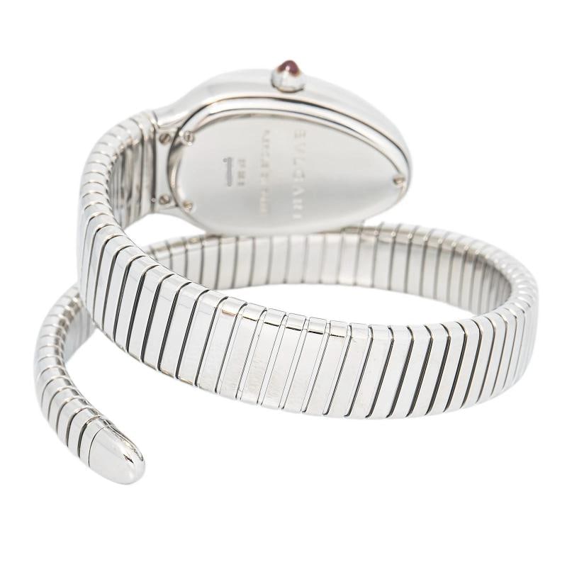 Bvlgari Serpenti SP35S SS Quartz Diamond Bezel White Dial Women Watch 23mm - 5