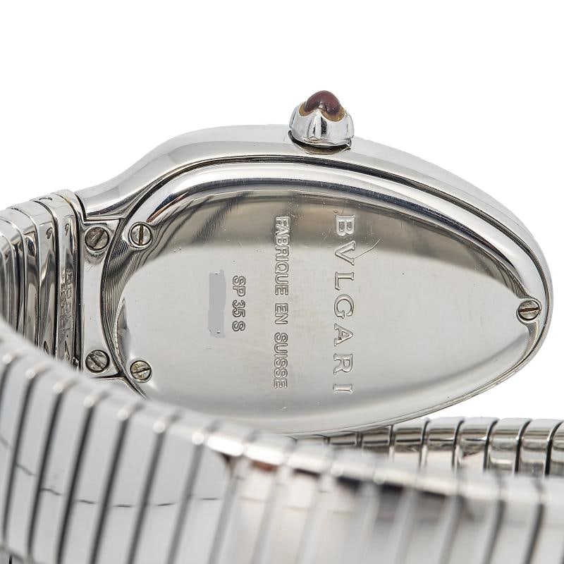 Bvlgari Serpenti SP35S SS Quartz Diamond Bezel White Dial Women Watch 23mm - 6
