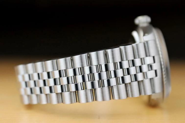 MENS ROLEX DATEJUST 1601 BLACK DIAMOND 18K WHITE GOLD STAINLESS STEEL WATCH - 7
