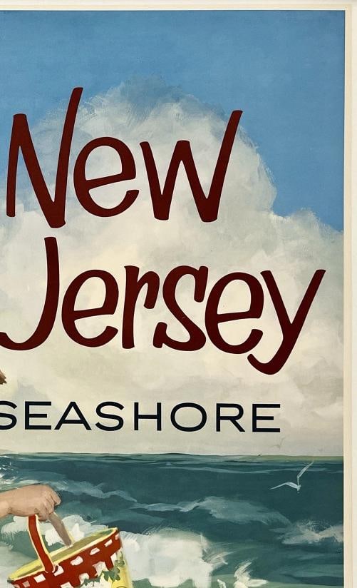 Original Vintage Poster NEW JERSEY SEASHORE - PENNSYLVANIA RAILROAD Travel LINEN - 3