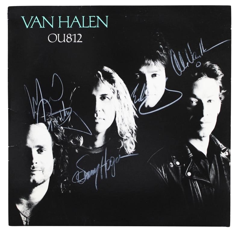 Van Halen (4) Alex, Eddie, Anthony & Hagar Signed OU812 Album Cover BAS #AE40004: Object Type: Record,Industry: Music,Original/Reproduction: Original,Autograph Authentication: Beckett,PRODUCT_COA: Beckett,PRODUCT_SIGNED_BY_NAME: Eddie Van Halen, Alex Van Halen, Michael Anthony &