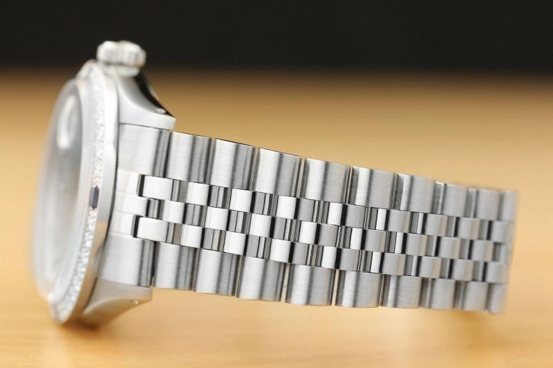 MENS ROLEX DATEJUST 18K WHITE GOLD SAPPHIRE DIAMOND & STAINLESS STEEL BLUE WATCH - 5